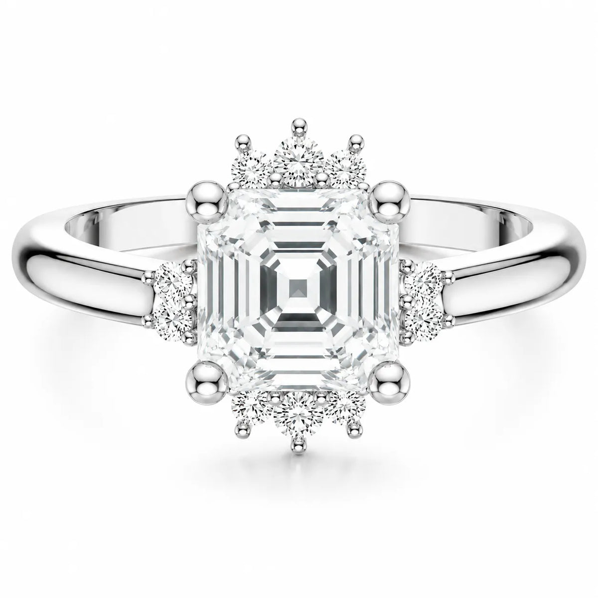 Luxury Cut Diamond Ring with Diamond Halo Accents