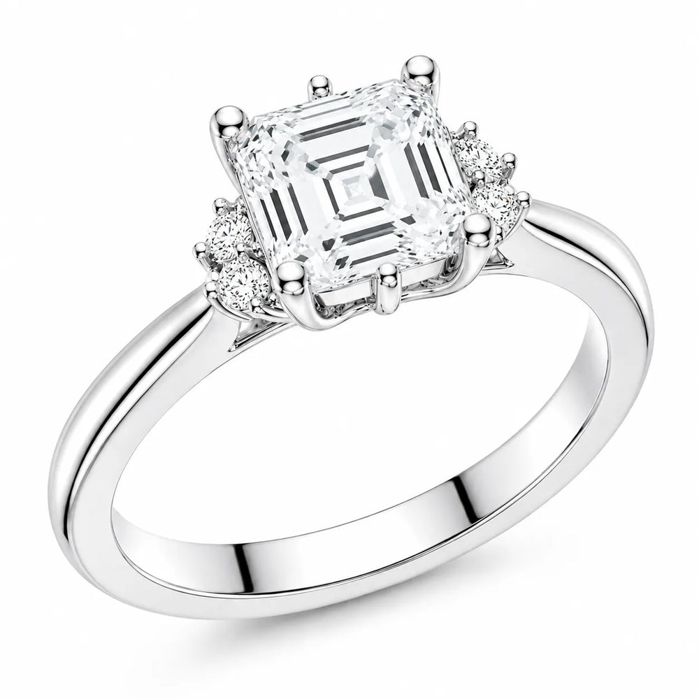 Luxury Cut Diamond Ring with Diamond Halo Accents