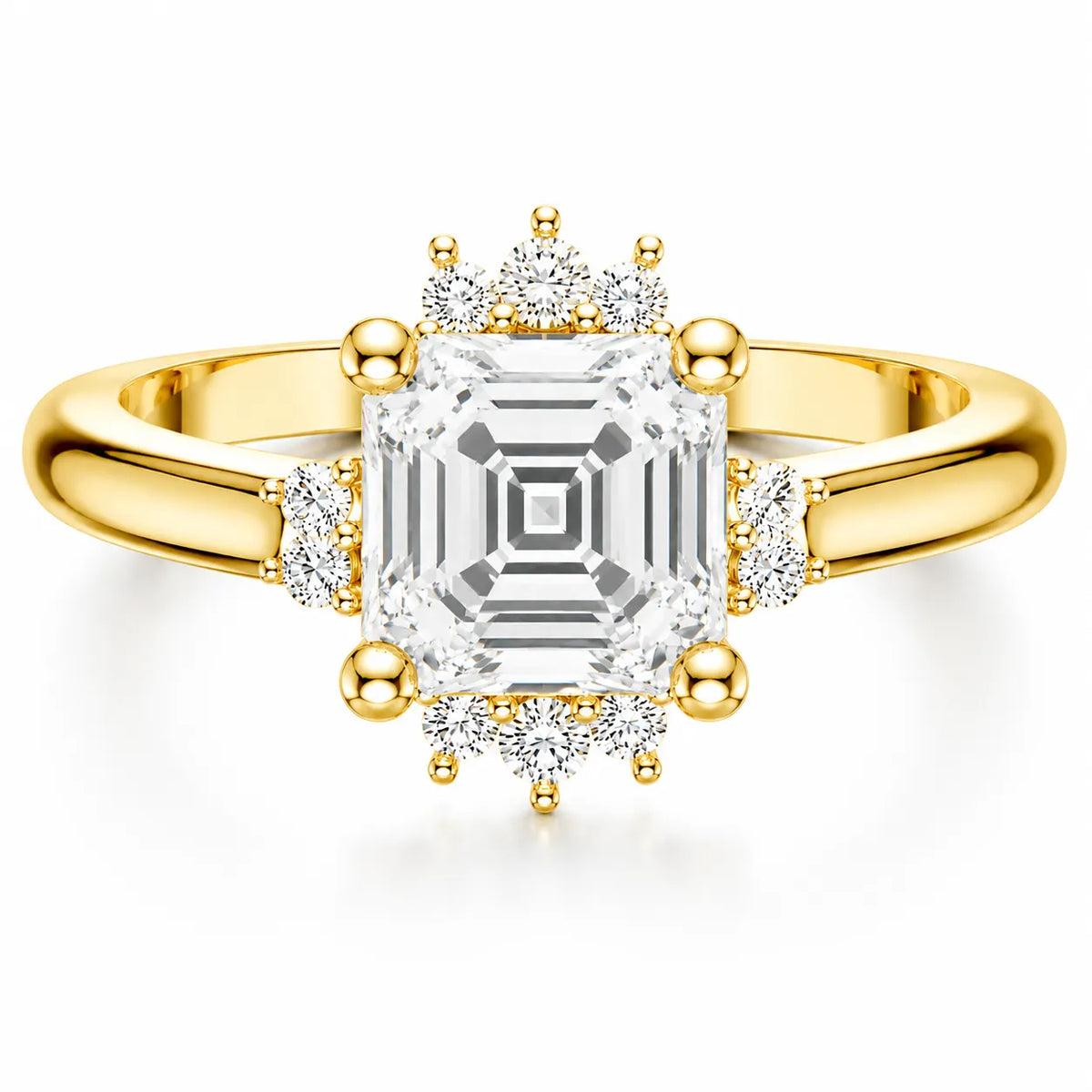 Luxury Cut Diamond Ring with Diamond Halo Accents