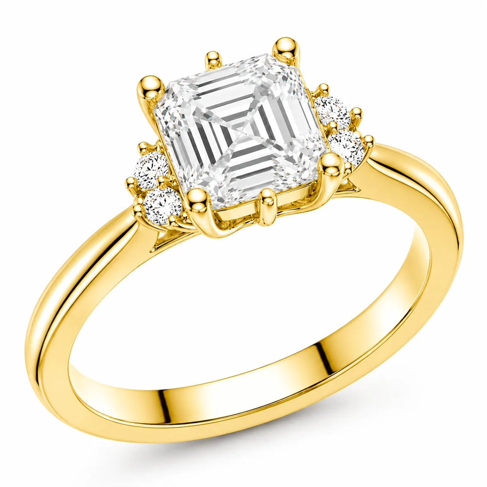 Luxury Cut Diamond Ring with Diamond Halo Accents