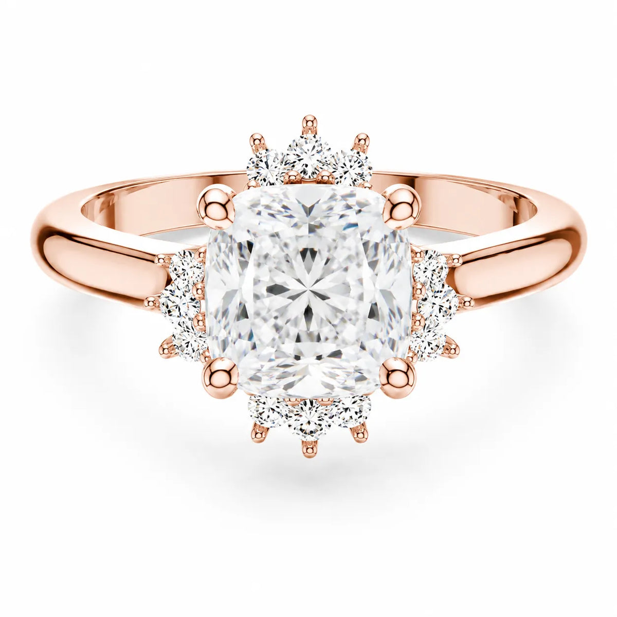 Luxury Cut Diamond Ring with Diamond Halo Accents