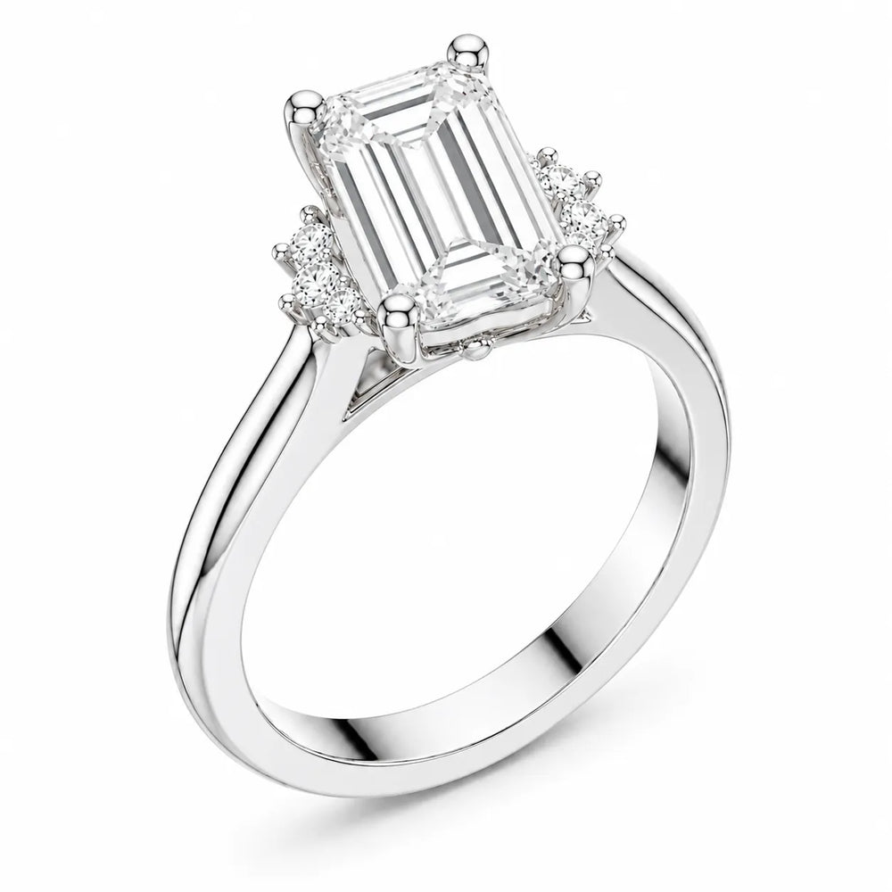 Luxury Cut Diamond Ring with Diamond Halo Accents