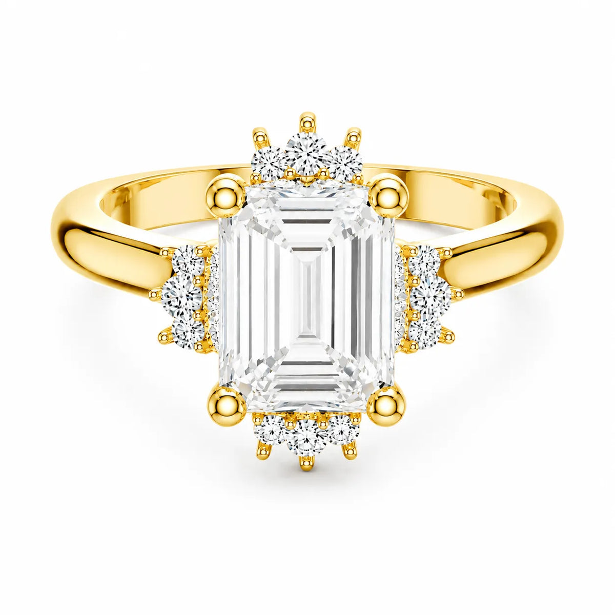 Luxury Cut Diamond Ring with Diamond Halo Accents