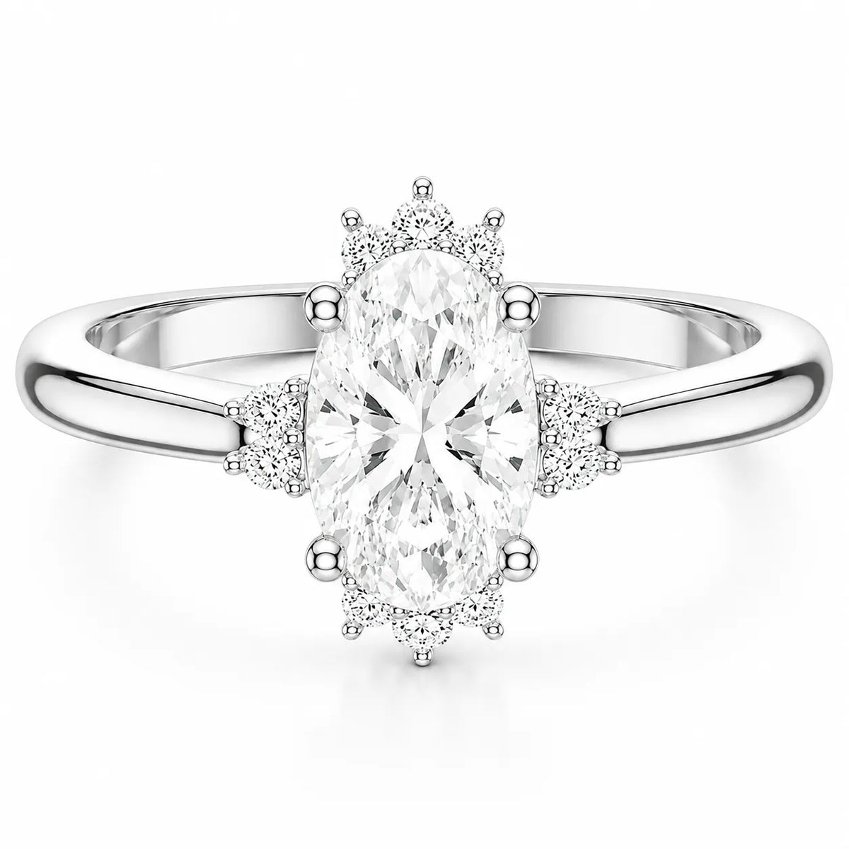 Luxury Cut Diamond Ring with Diamond Halo Accents