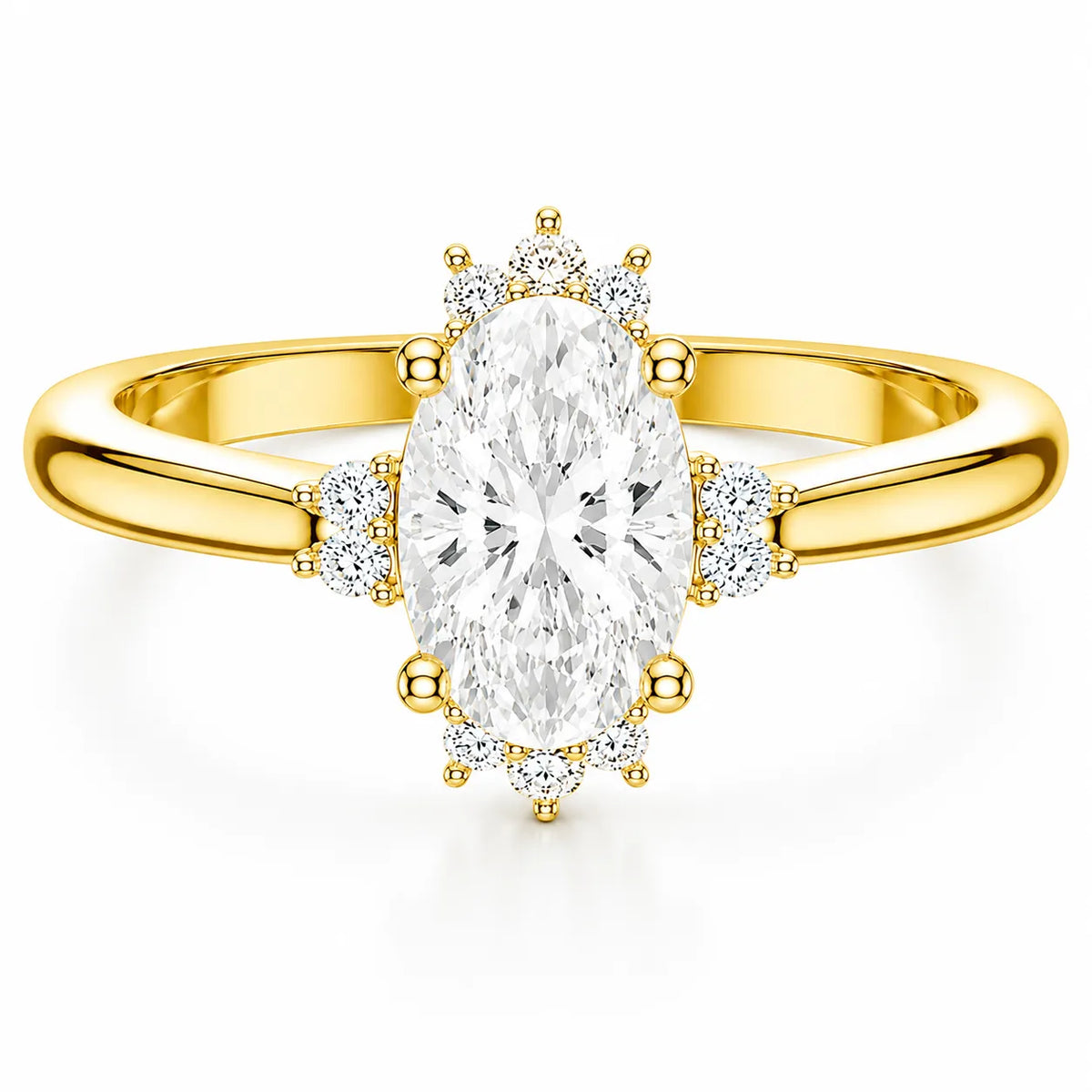 Luxury Cut Diamond Ring with Diamond Halo Accents