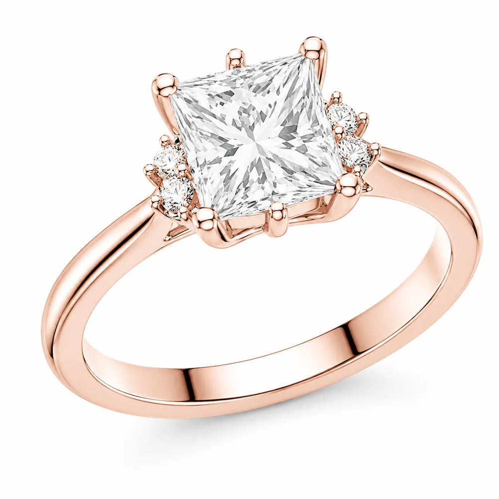 Luxury Cut Diamond Ring with Diamond Halo Accents