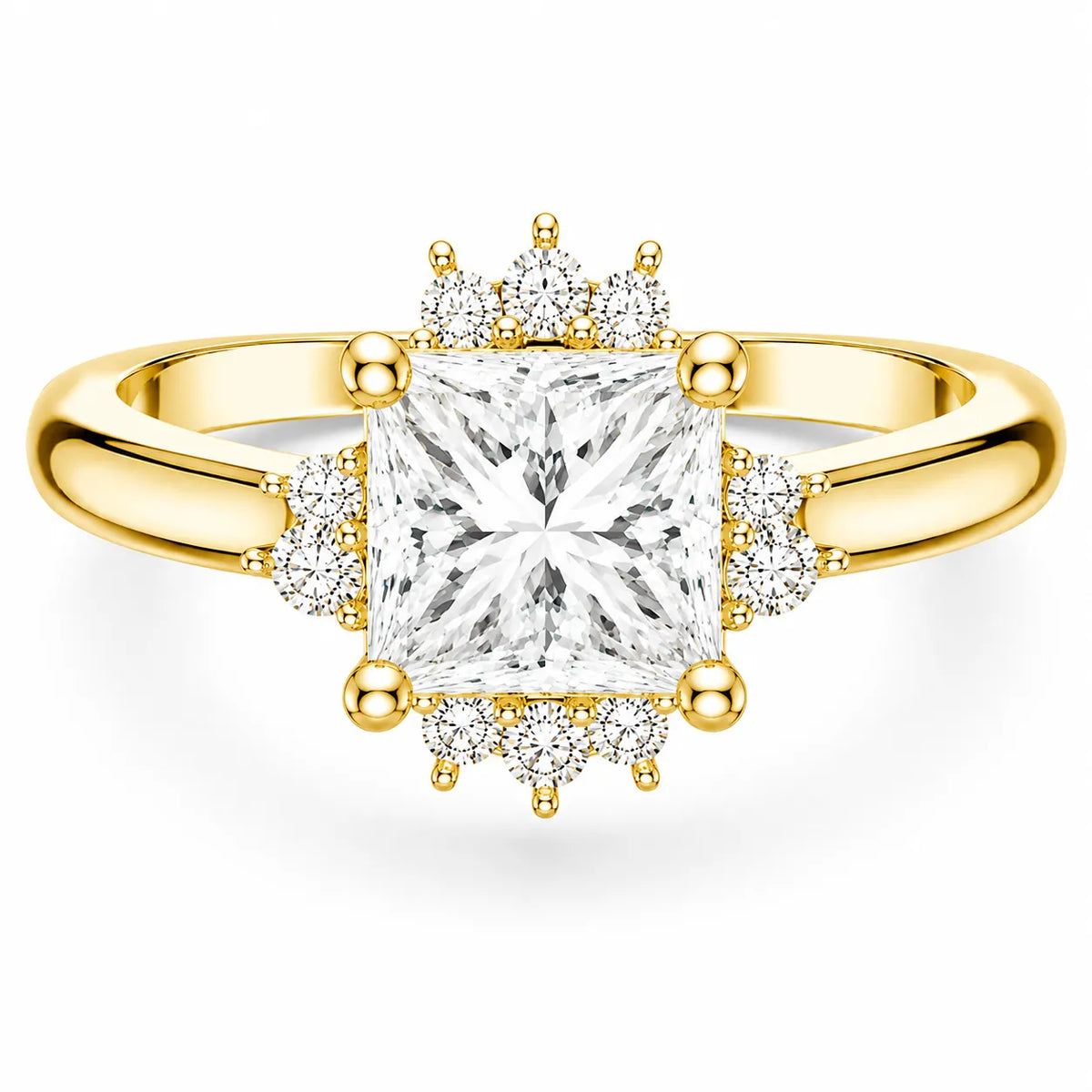 Luxury Cut Diamond Ring with Diamond Halo Accents