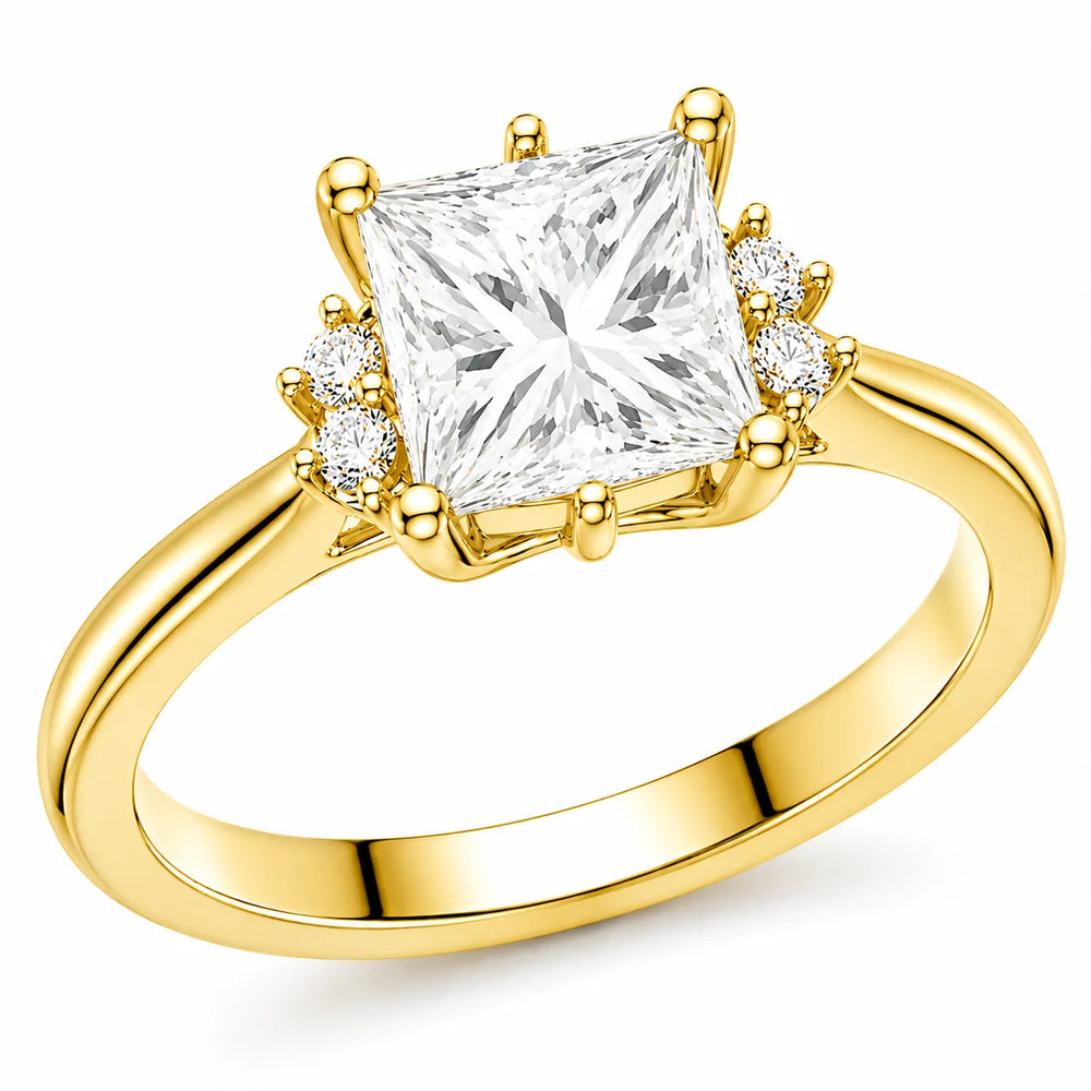 Luxury Cut Diamond Ring with Diamond Halo Accents