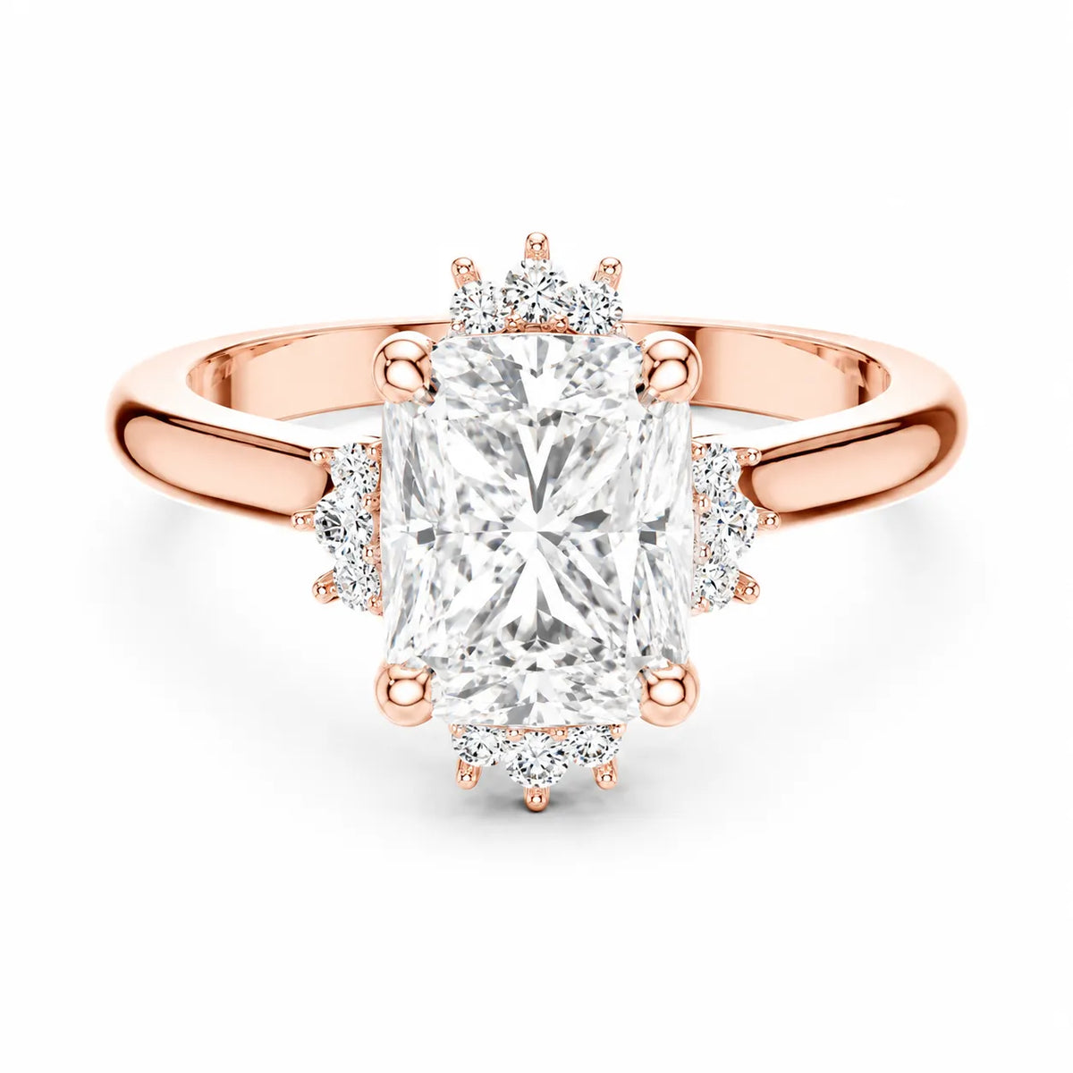 Luxury Cut Diamond Ring with Diamond Halo Accents