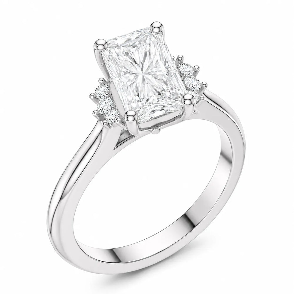 Luxury Cut Diamond Ring with Diamond Halo Accents