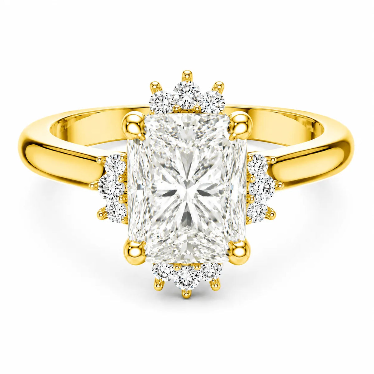 Luxury Cut Diamond Ring with Diamond Halo Accents