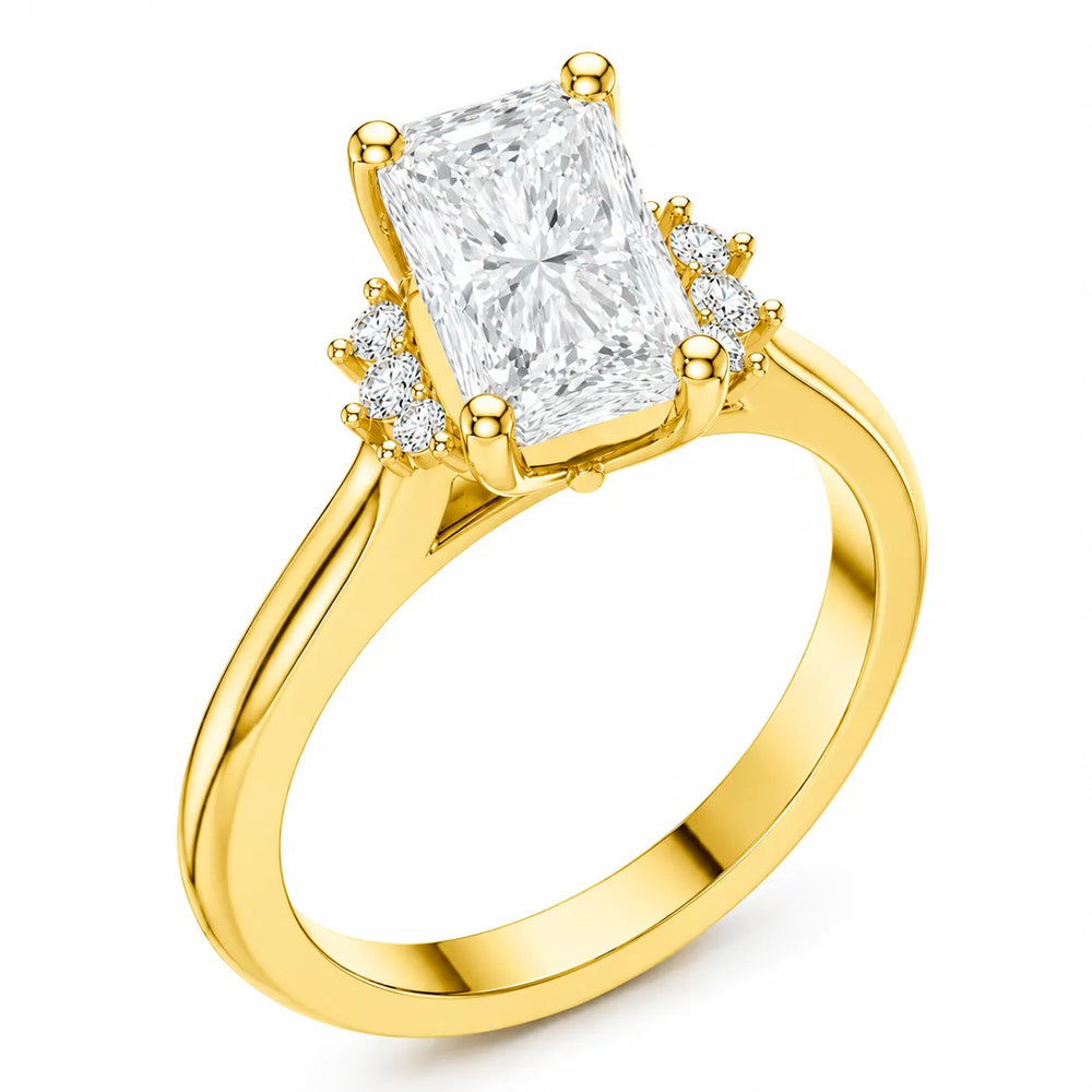 Luxury Cut Diamond Ring with Diamond Halo Accents