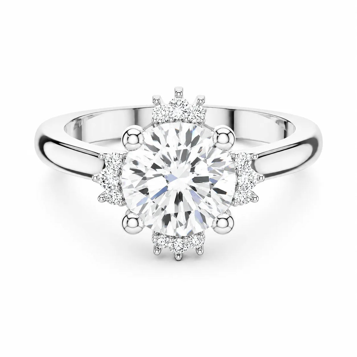 Luxury Cut Diamond Ring with Diamond Halo Accents