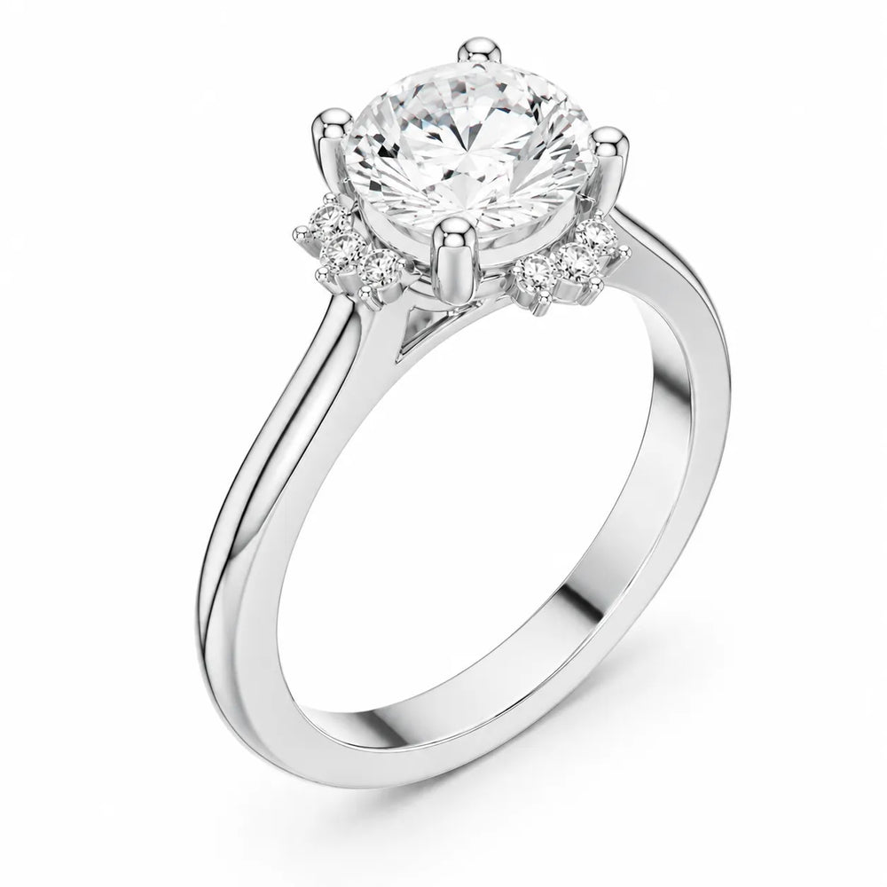 Luxury Cut Diamond Ring with Diamond Halo Accents
