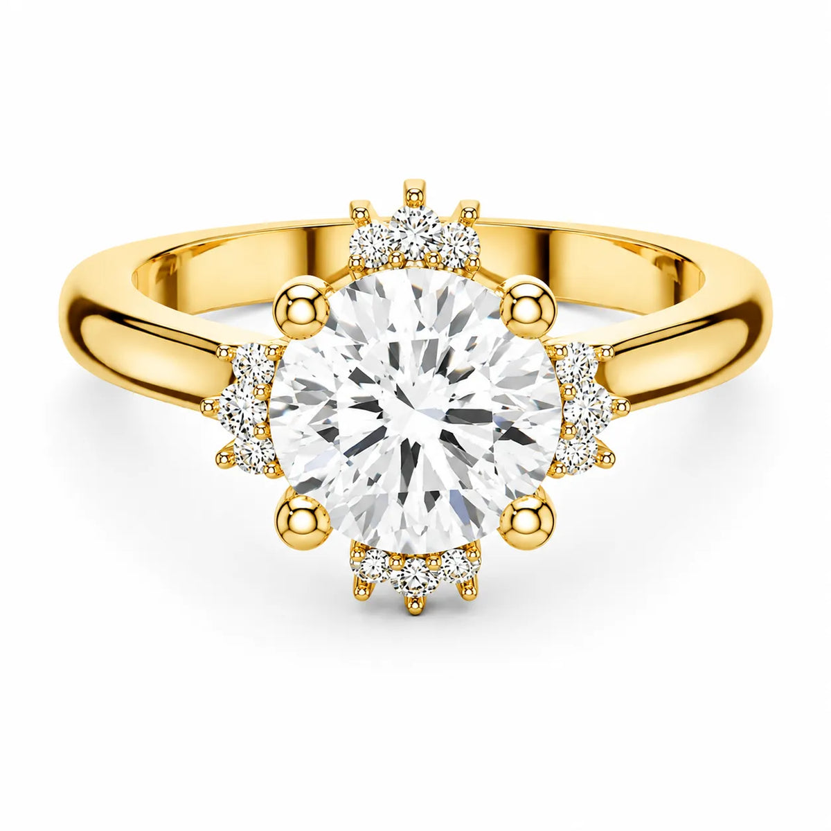 Luxury Cut Diamond Ring with Diamond Halo Accents