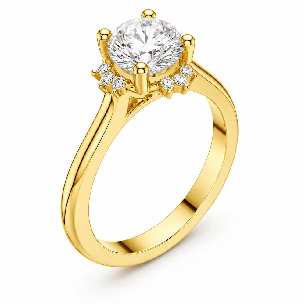 Luxury Cut Diamond Ring with Diamond Halo Accents