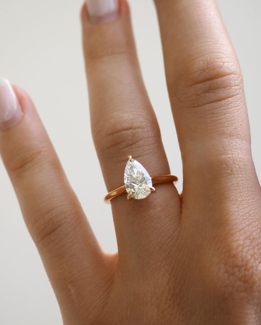 Elongated Pear Cut Labgrown Engagement Ring