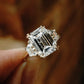Three Stone 5 Ct Emerald Cut Lab Grown Diamond Engagement Ring