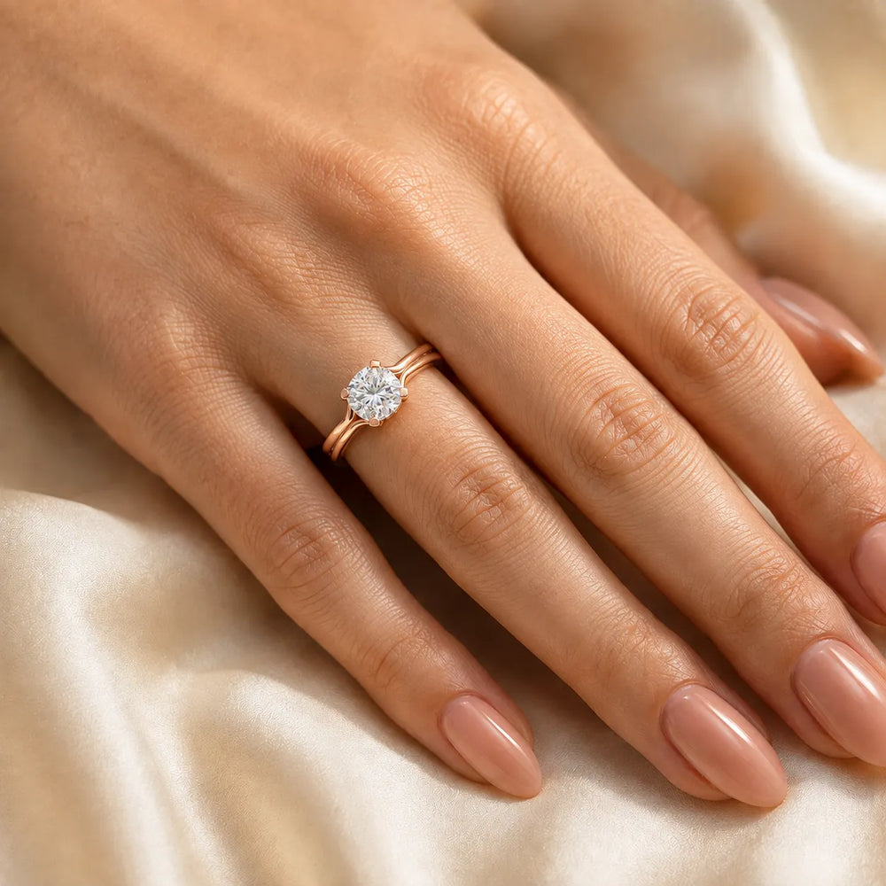 Elegant Solitaire Ring Set with Matching