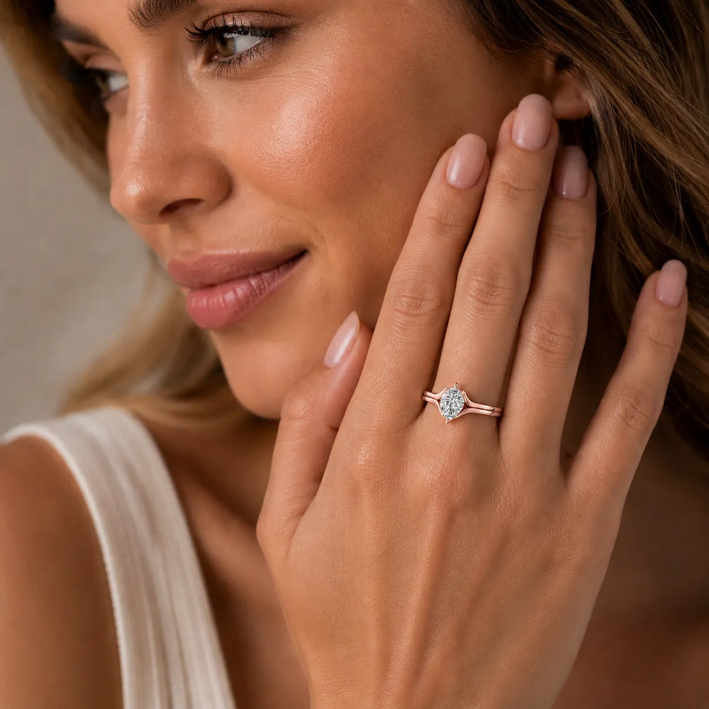 Elegant Solitaire Ring Set with Matching