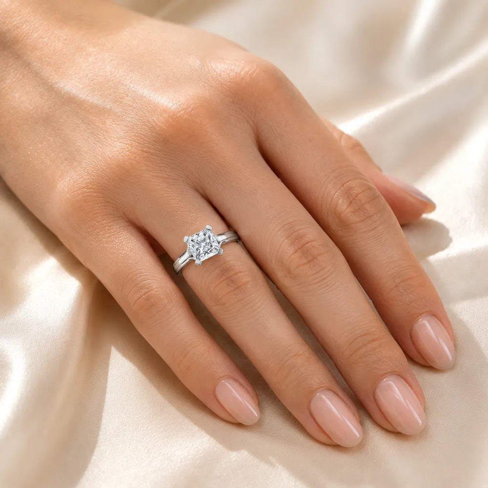Elegant Solitaire Ring Set with Matching
