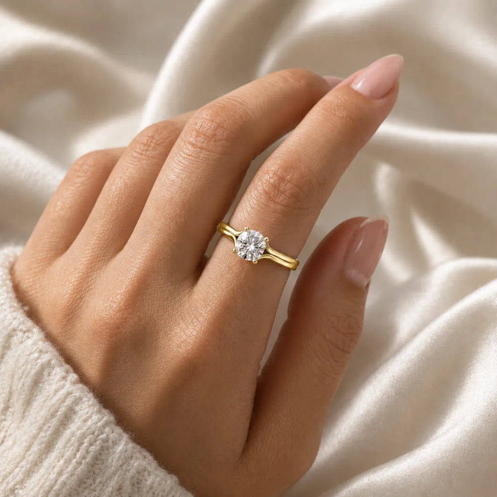 Elegant Solitaire Ring Set with Matching