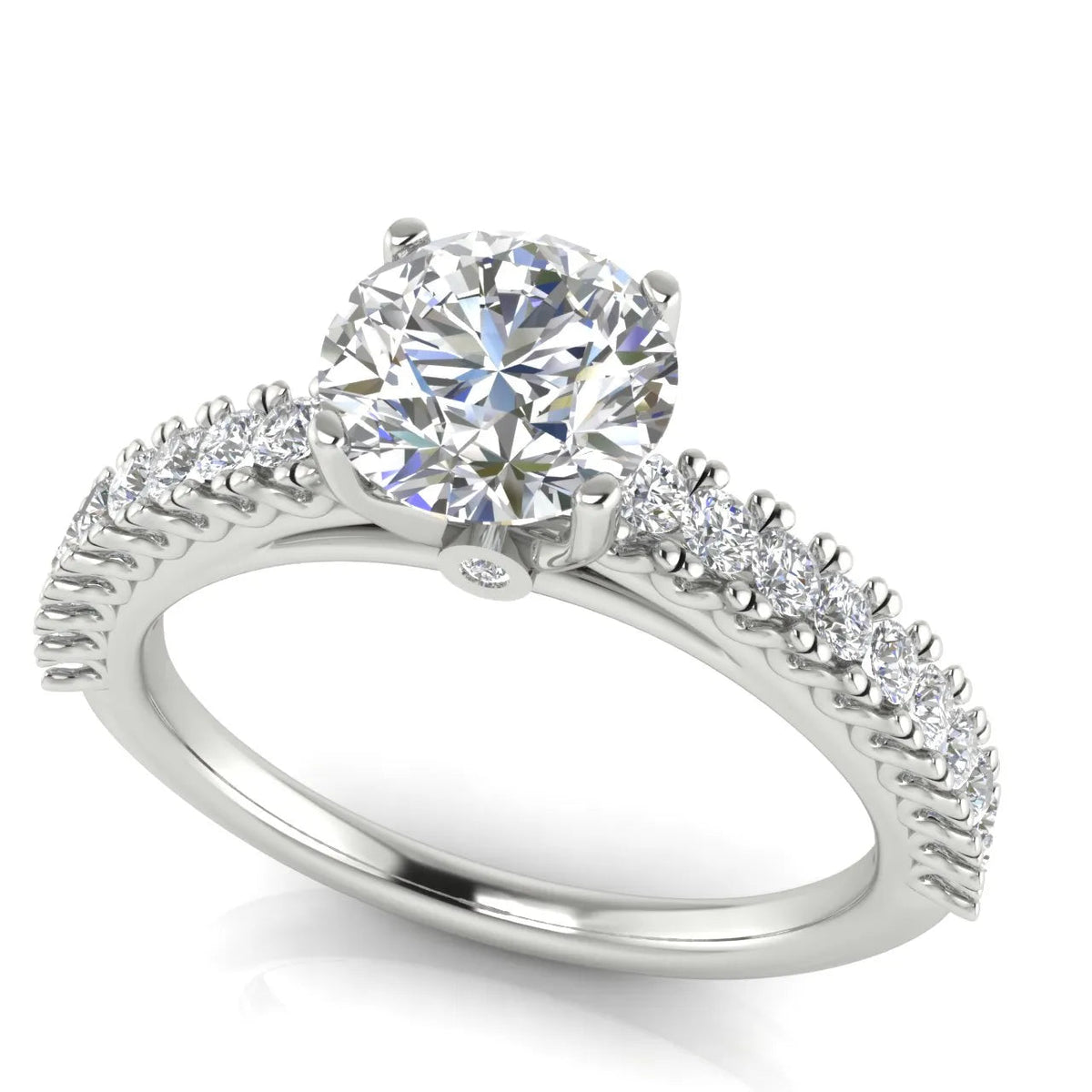 Milgrain Accent Engagement Ring – Round (925 Sterling Silver)