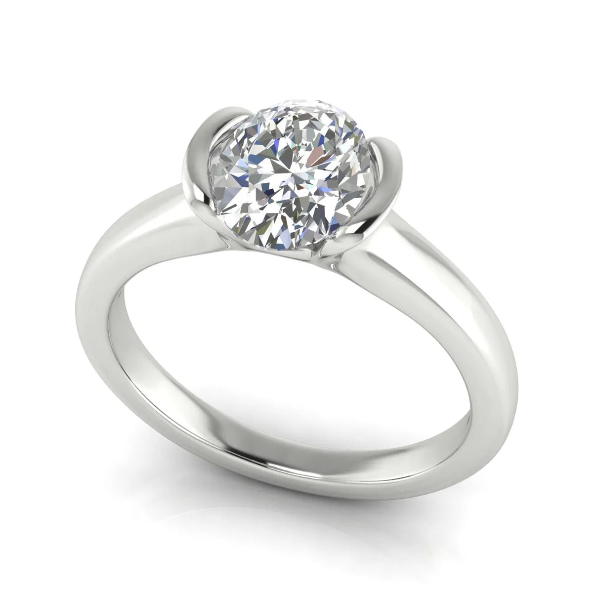 Modern Bezel-Inspired Solitaire Ring – Oval (925 Sterling Silver)