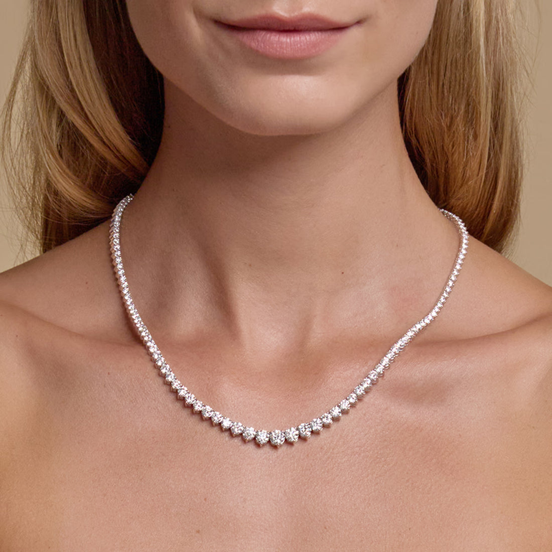 17 ctw Round Lab Grown Diamond Graduated Riviera Necklace
