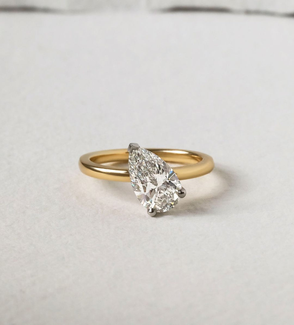 Elongated Pear Cut Labgrown Engagement Ring