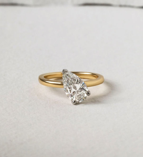 Elongated Pear Cut Labgrown Engagement Ring