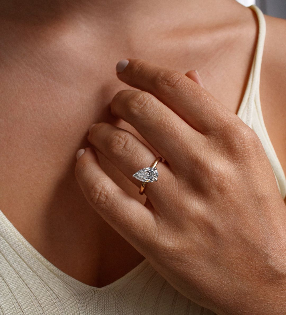 Elongated Pear Cut Labgrown Engagement Ring