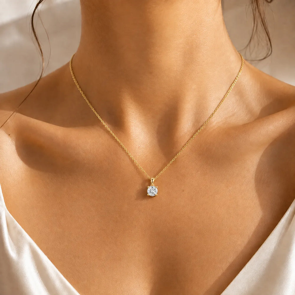 Round Classic Solitaire Necklace