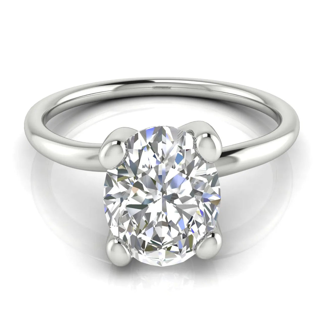 Romantic Solitaire Ring with Classic Setting – Oval (925 Sterling Silver)