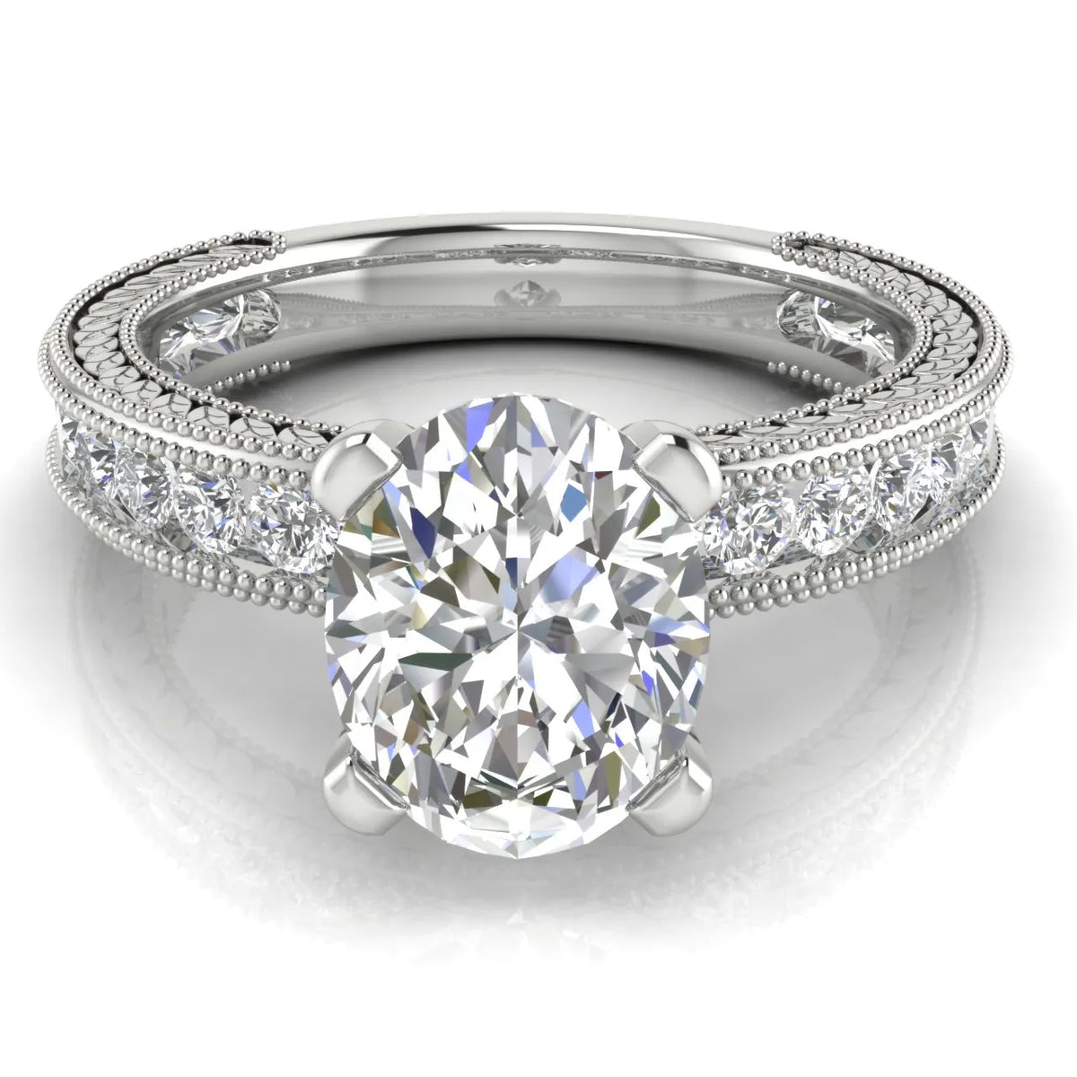 Vintage Milgrain Accent Solitaire Ring