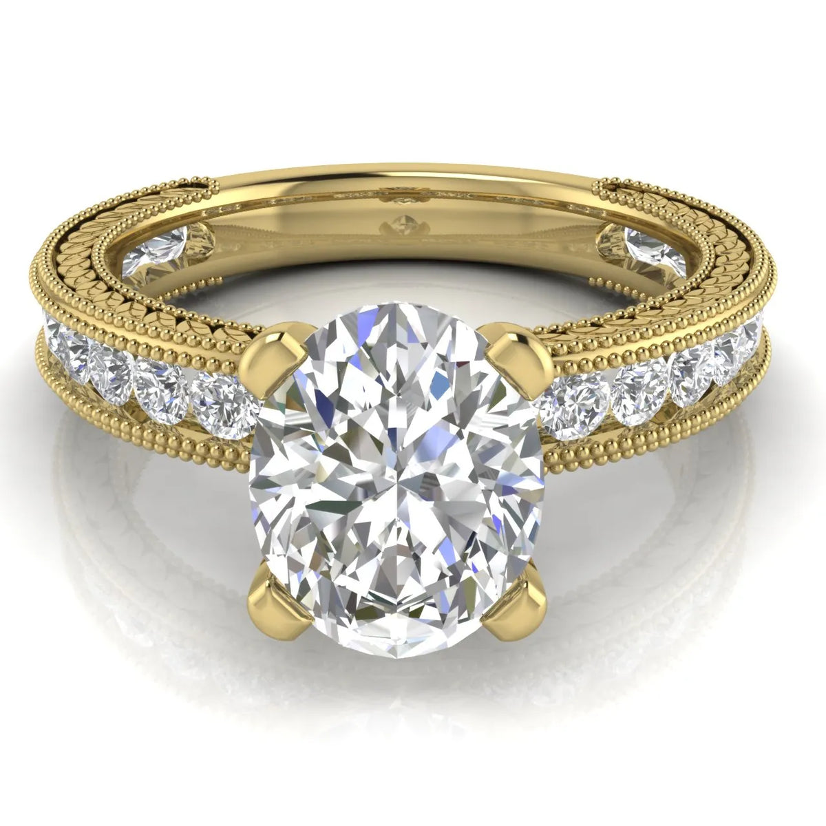 Vintage Milgrain Accent Solitaire Ring