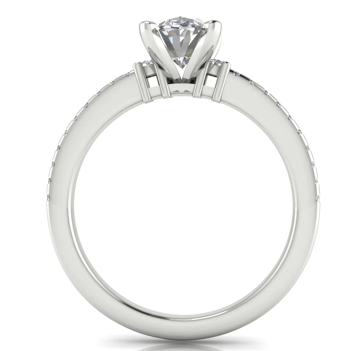 Classic Pavé Accent Solitaire Ring