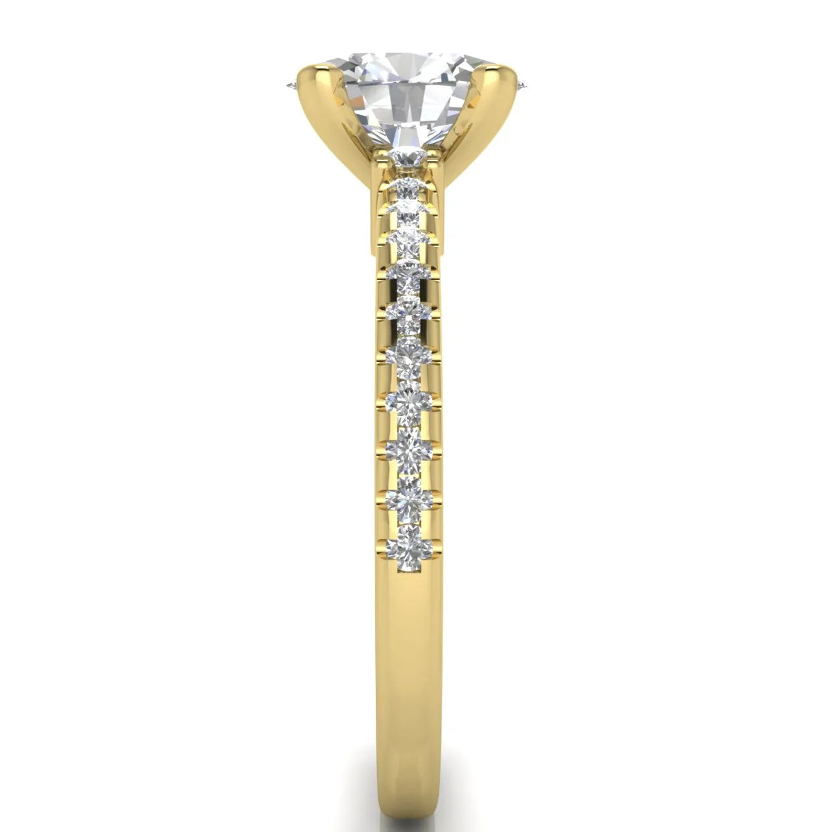 Classic Pavé Accent Solitaire Ring