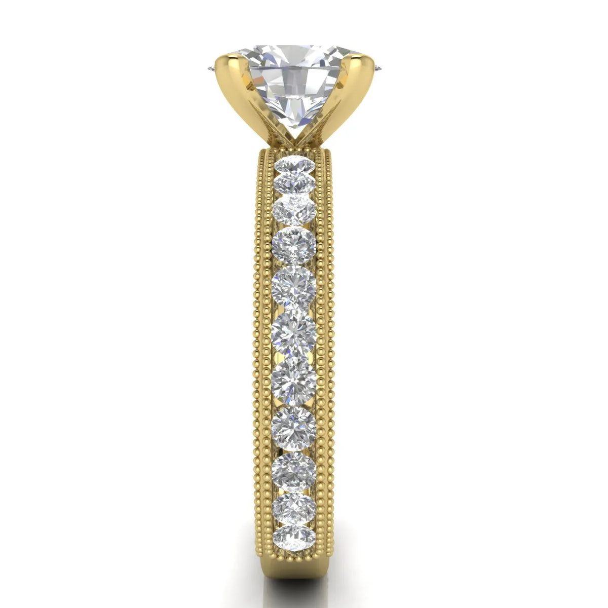 Vintage Milgrain Accent Solitaire Ring