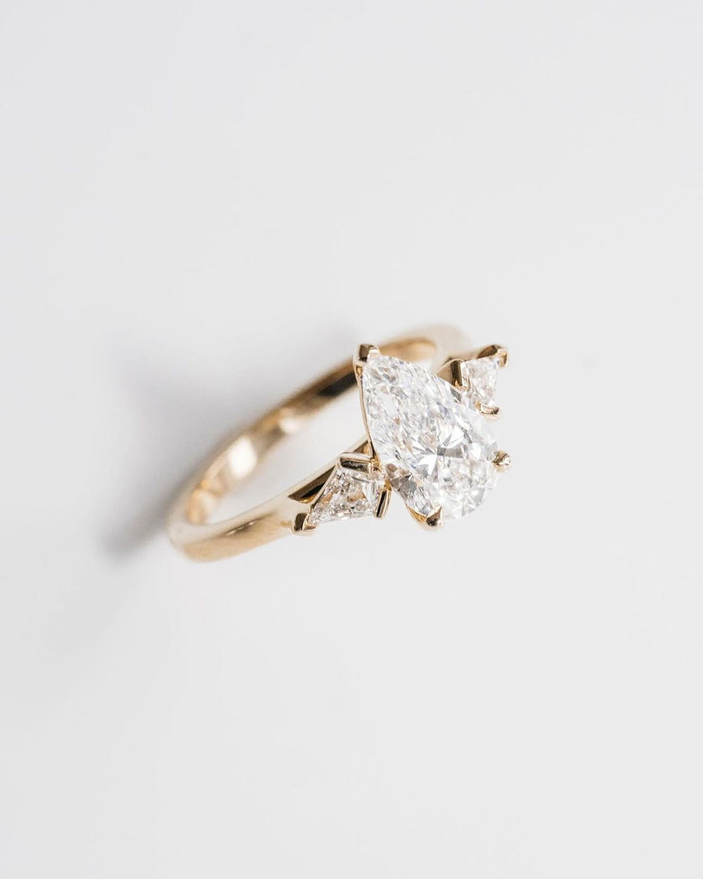 Three Stone Pear Cut Labgrown Engagement Ring