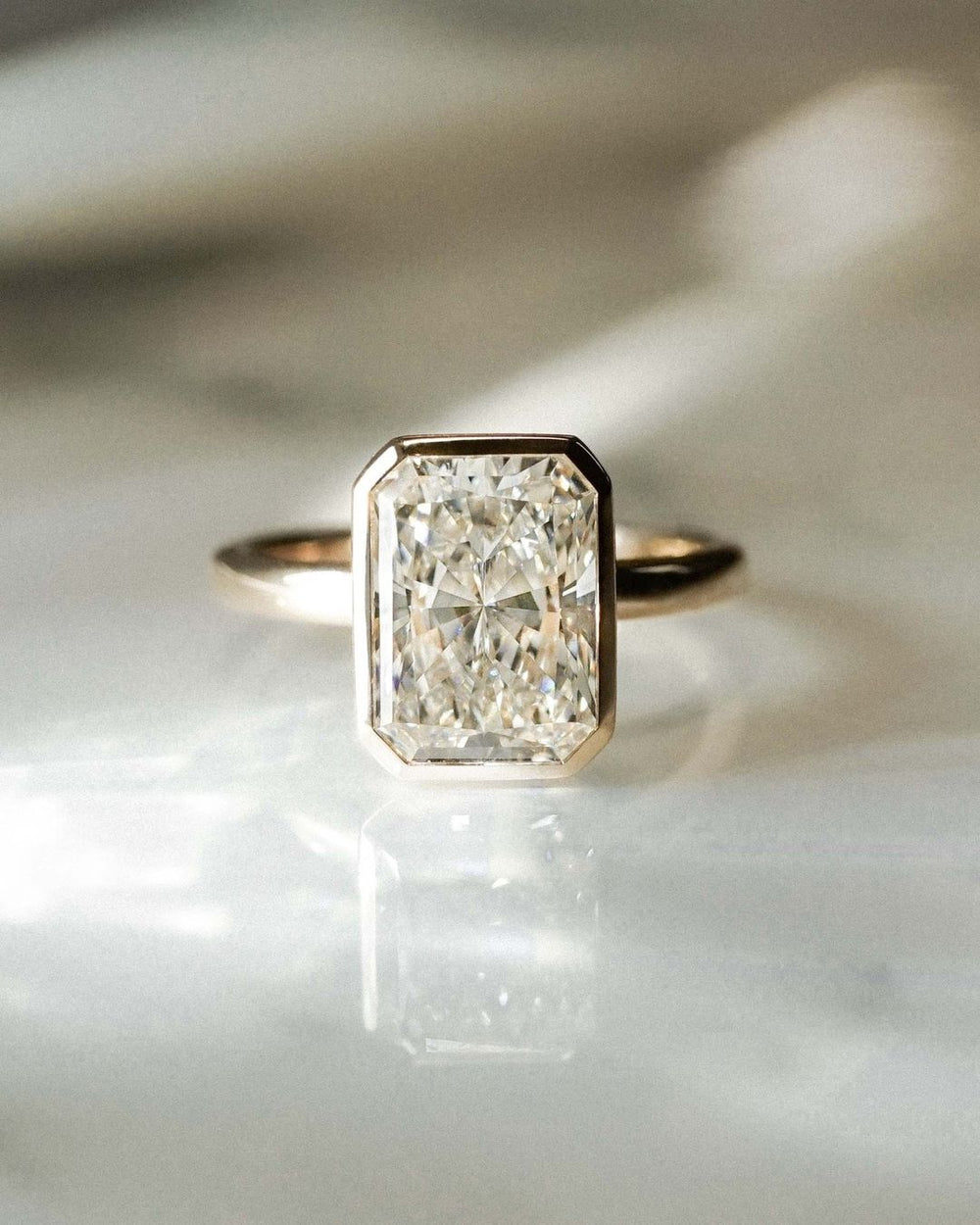 Bezel Set Radiant Cut Labgrown Engagement Ring