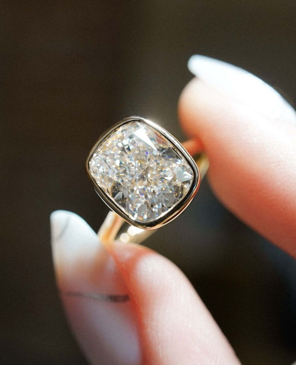 Bezel Cushion Cut Labgrown Engagement Ring