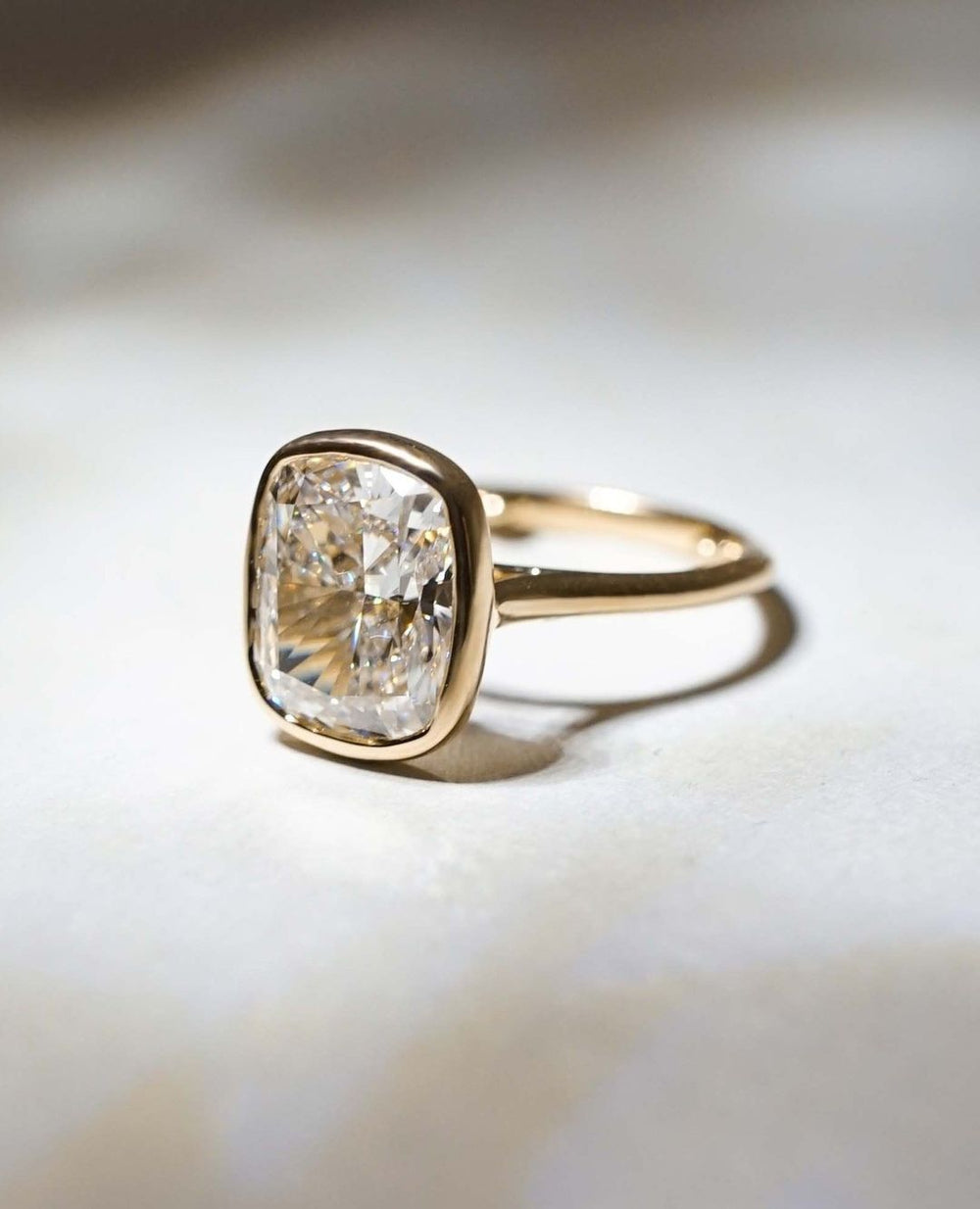 Bezel Cushion Cut Labgrown Engagement Ring