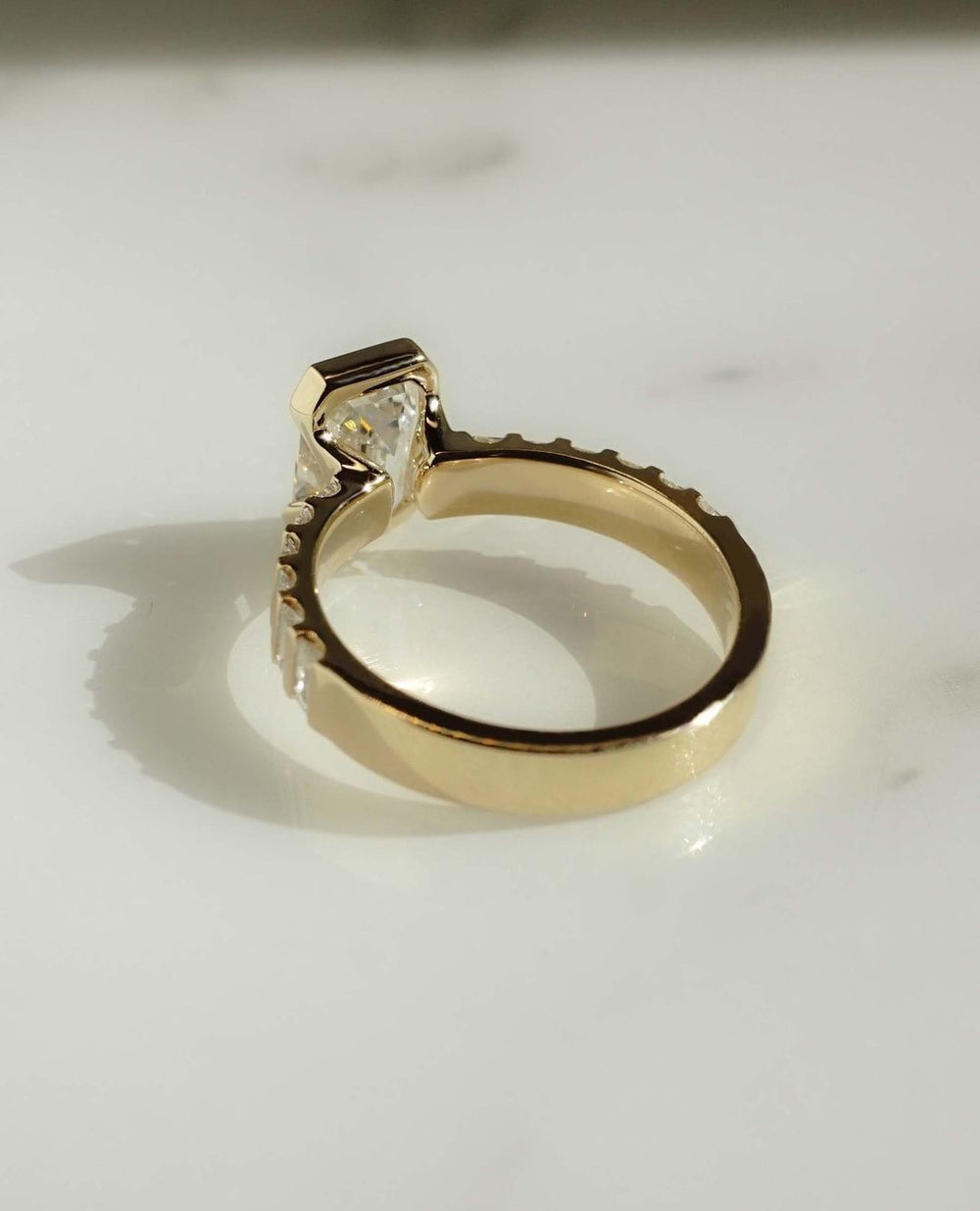 Bezel Set Emerald Cut Labgrown Engagement Ring
