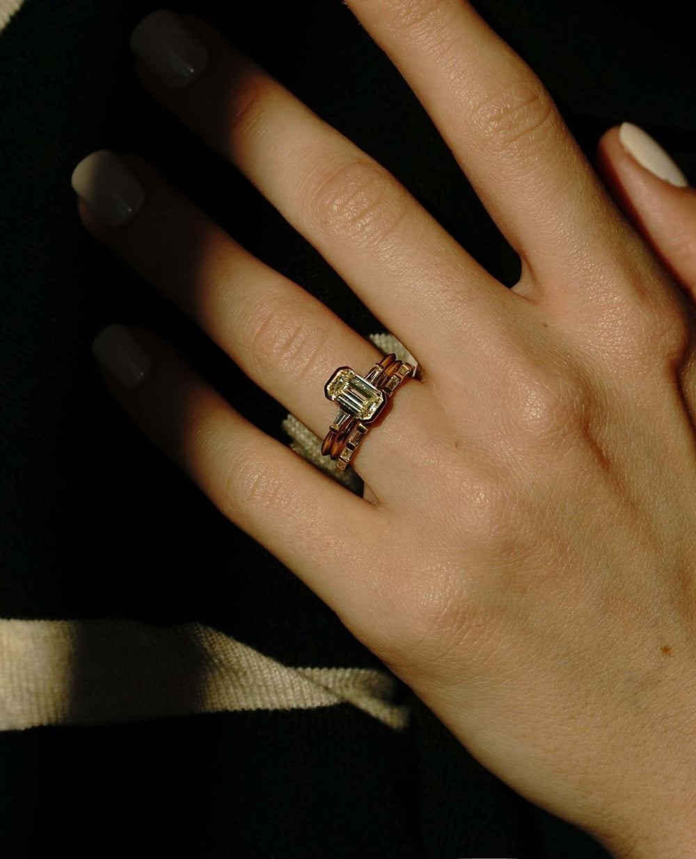Bezel Set Emerald Cut Labgrown Engagement Ring