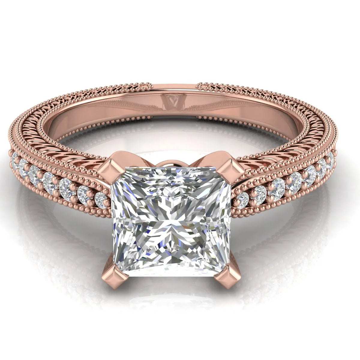 Vintage-Inspired Solitaire Ring with Accent Stones