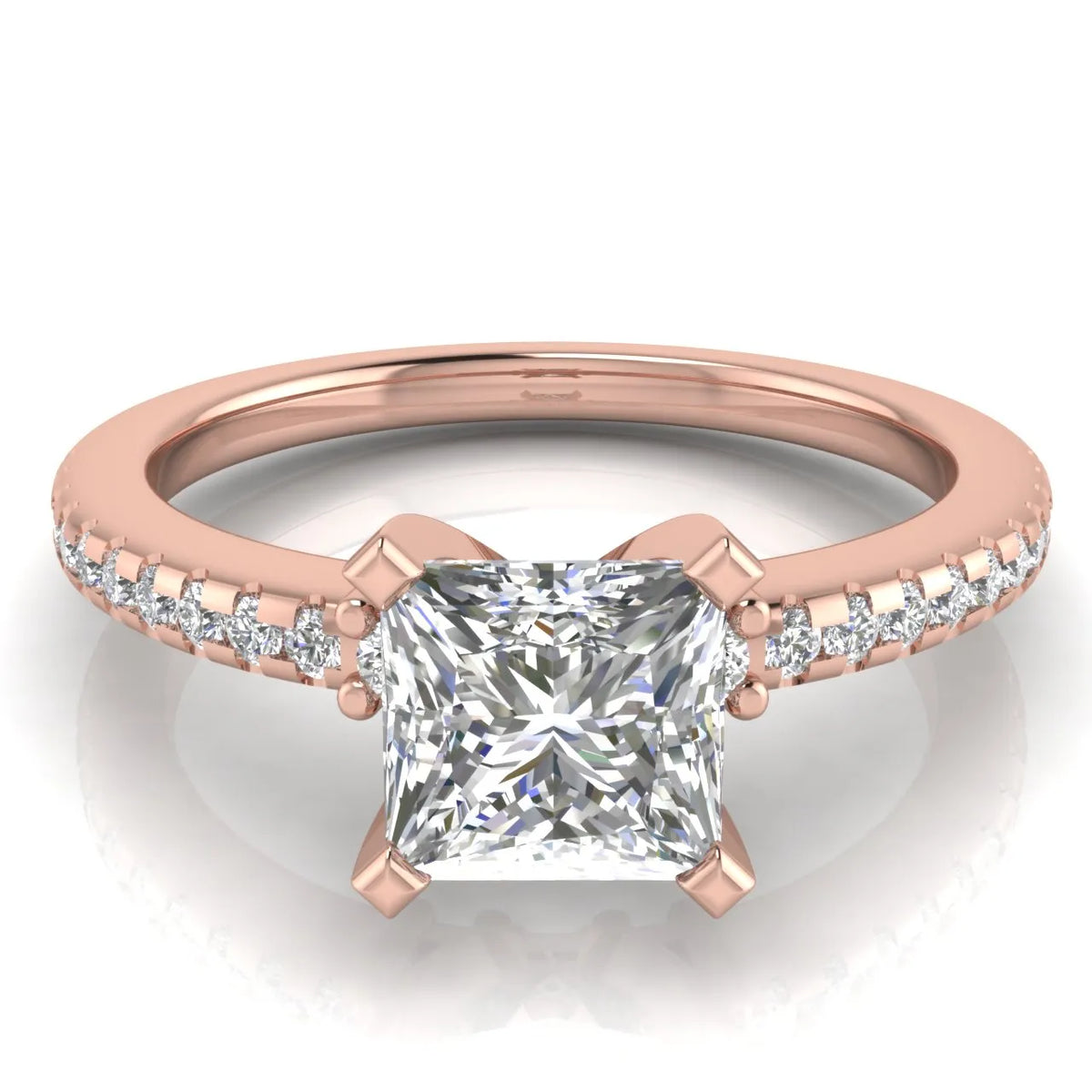 Classic Pavé Accent Solitaire Ring