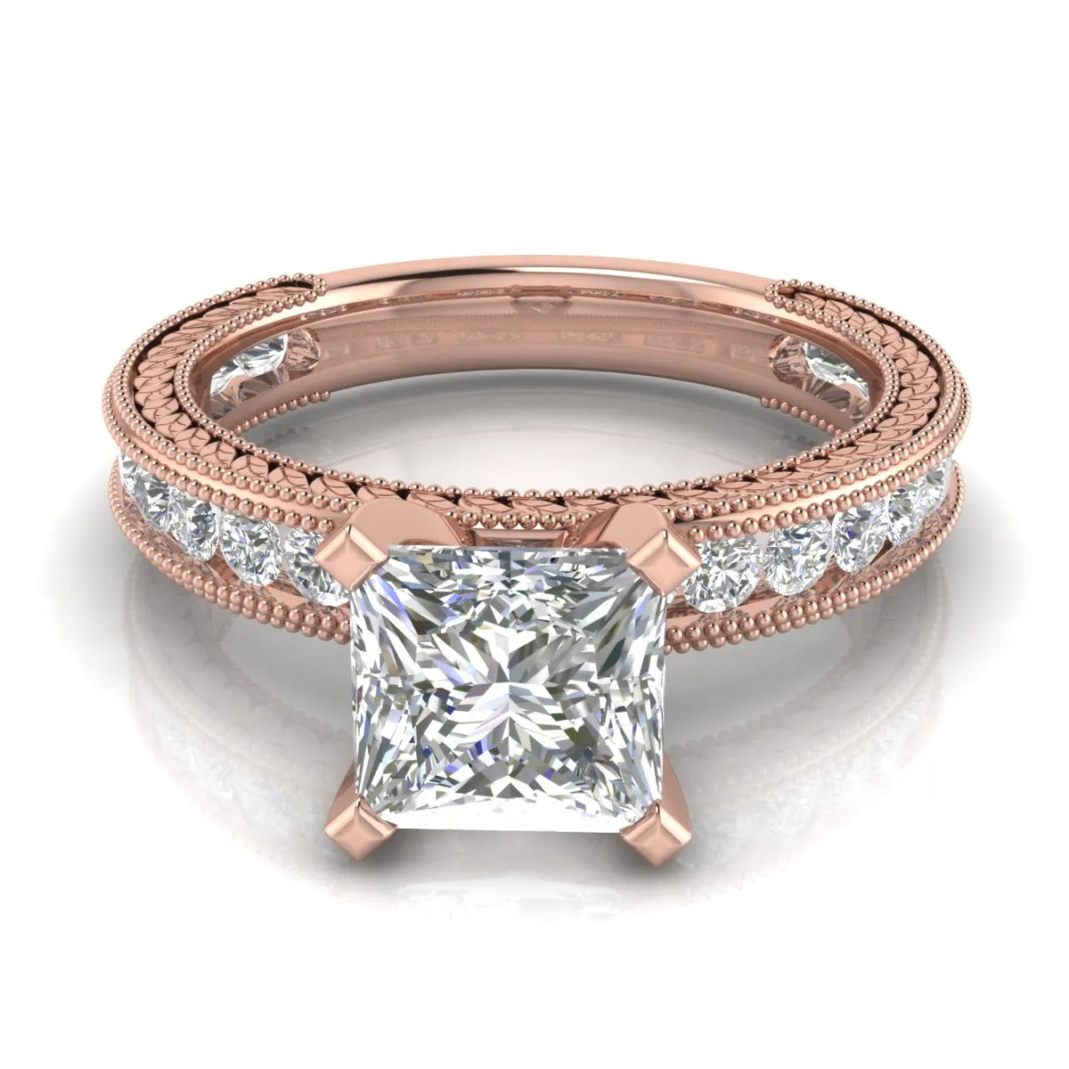 Vintage Milgrain Accent Solitaire Ring