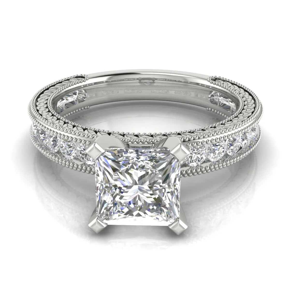 Vintage Milgrain Accent Solitaire Ring