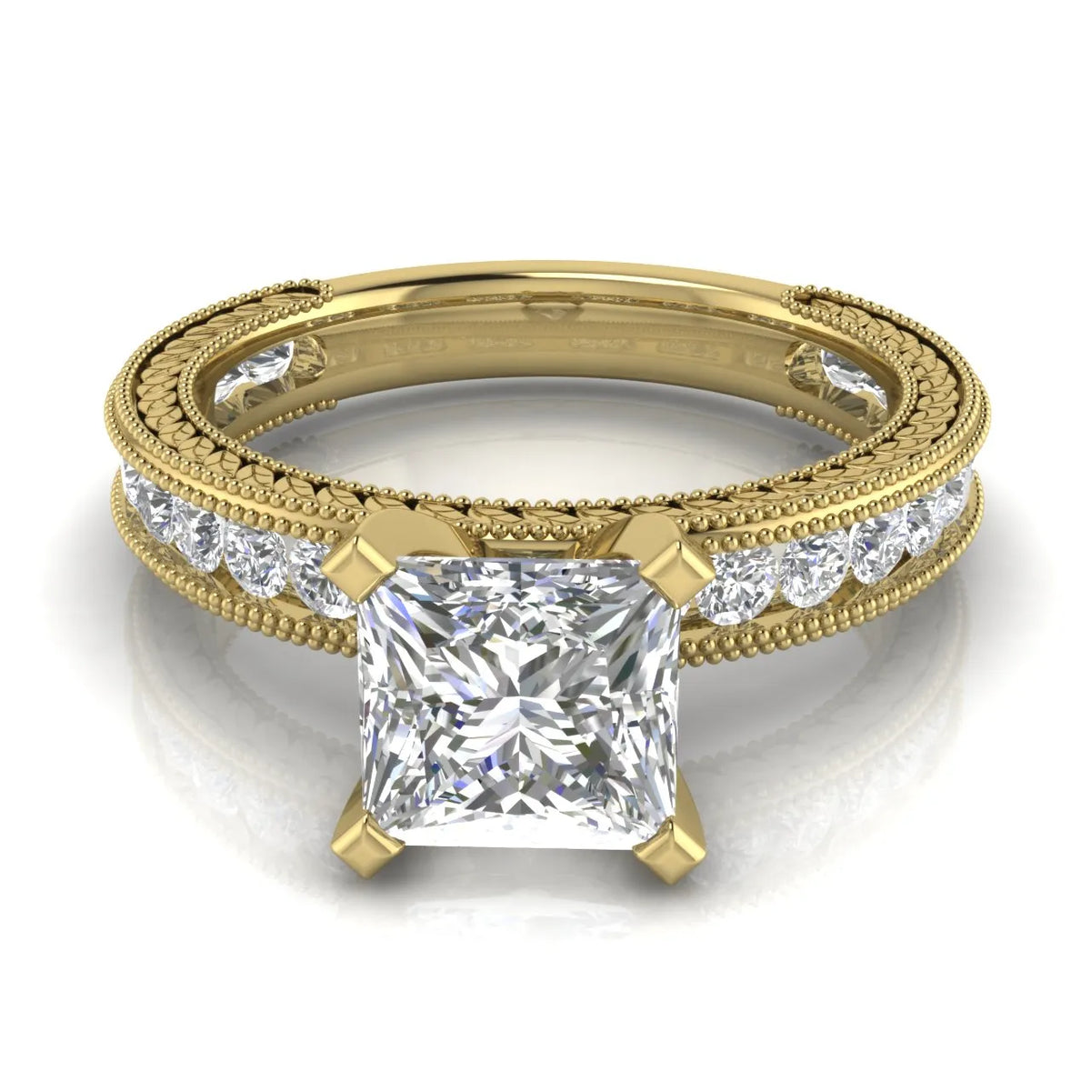Vintage Milgrain Accent Solitaire Ring